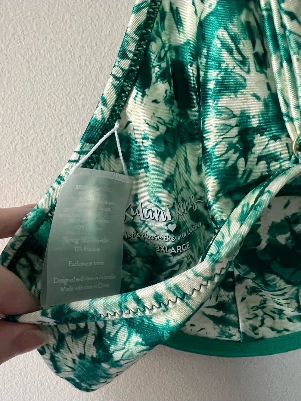 Kulani Kinis Green Tie Dye Underwire Bikini Top 3XL
